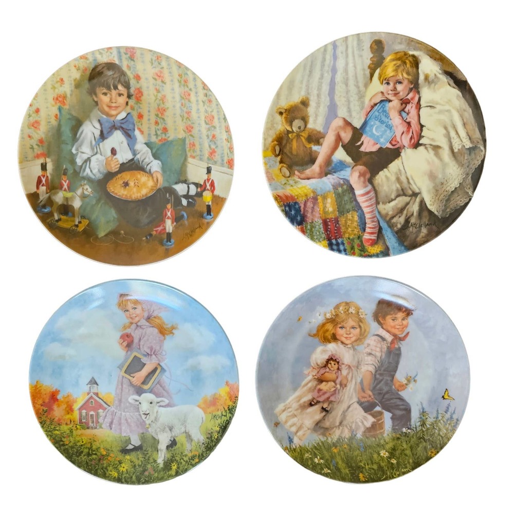 VINTAGE RECO four 4 Plates MOTHER GOOSE Cottagecore Retired